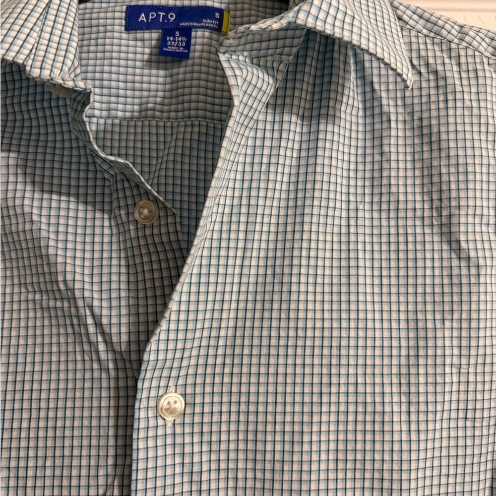 Apt. 9 Men's Green and White Plaid Shirt